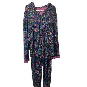 LUG Purple Floral Long Sleeve Pajama Set Shirt / Pants Size 3x